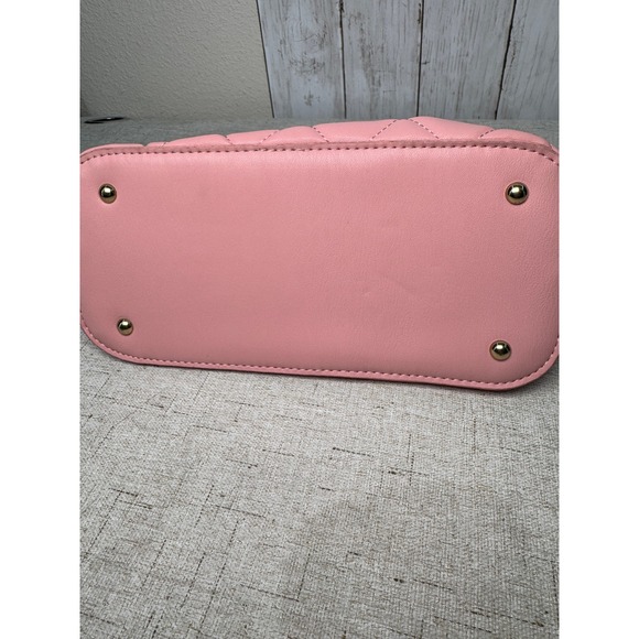 Badgley Mischka Pink Quilted Studded Crossbody Bag Vegan Leather Gold Chain NWOT - Picture 2 of 11